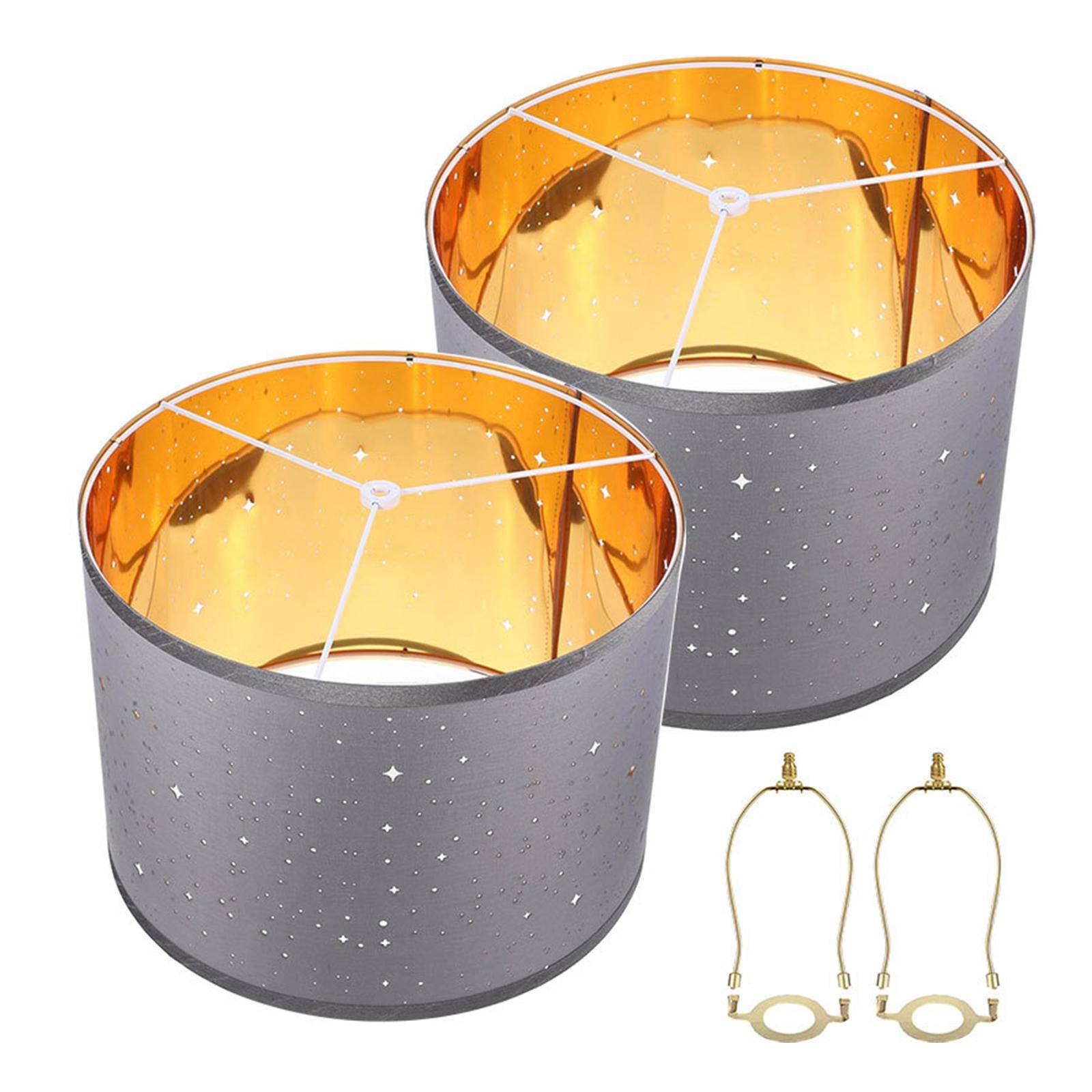 2 uppsättningar tyglampskärm för bordslampa golvlampa lampskärm i amerikansk stil med lampskärmshållare svart