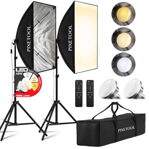 PIXETOOL 2 Softbox 70x50 cm Set Fotostudio - Soft Box med LED Lampor