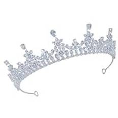 Beavorty Tiara Hår Mascara Hårband Öron Smink Diamond Princess Diadem Flickor Håraccessoarer Bohemiska Kläder Kristall Prinsessa Pannband Crystal Drottning Krona Zirkon Brud Bröllop