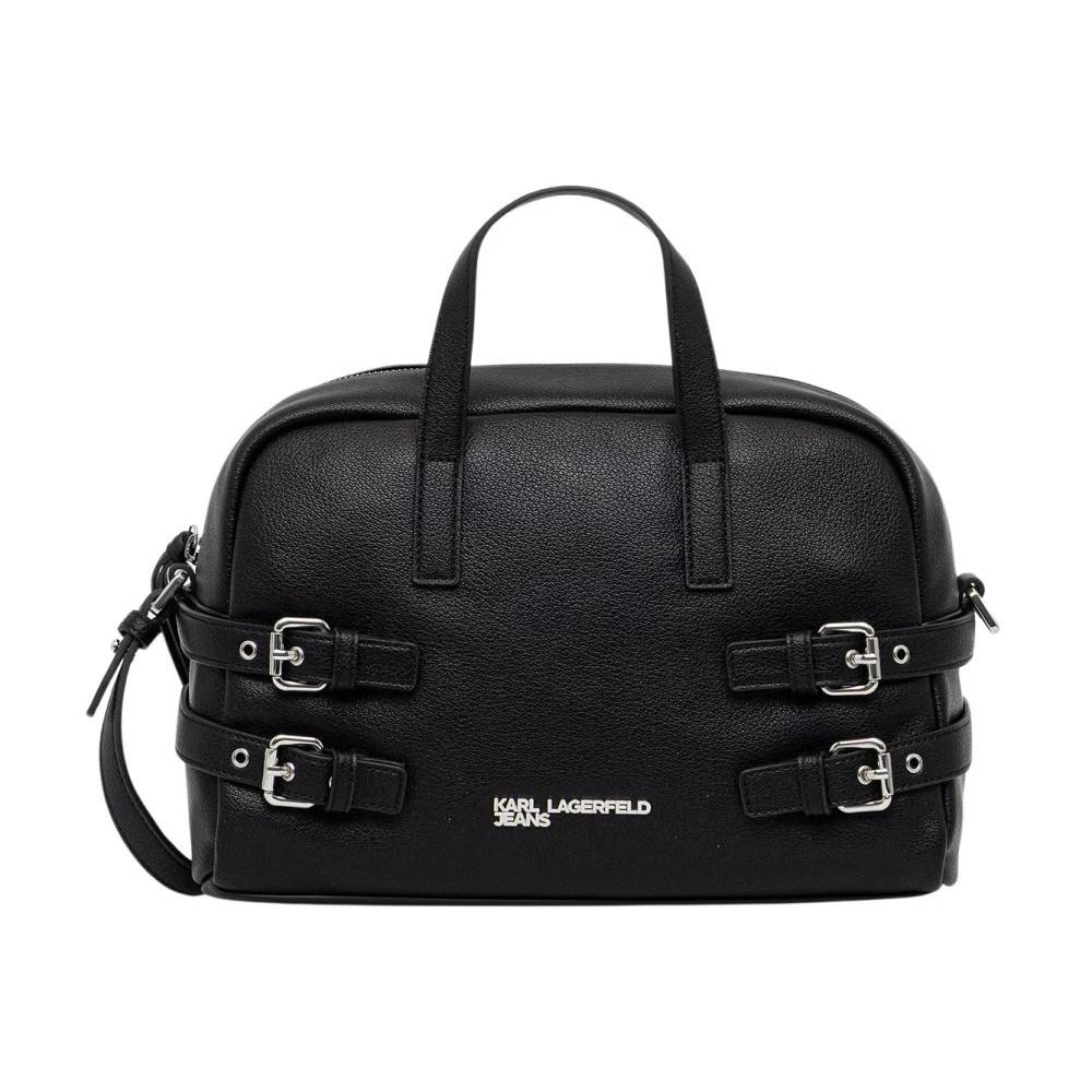 Karl Lagerfeld Skuldertaske med logoplade - Tasker - Dame - Sort - ONE SIZE - Uld