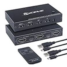 KCEVE KVM-switch 2 portar, USB HDMI-switch 2 datortangentbord mus switch box stöd 4K@60Hz för bärbar dator, PC, PS4, Xbox HDTV, stöder snabbtangent och USB-HUB-funktion