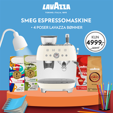 Pakketilbud SMEG manuel espressomaskine creme og 4 poser kaffe