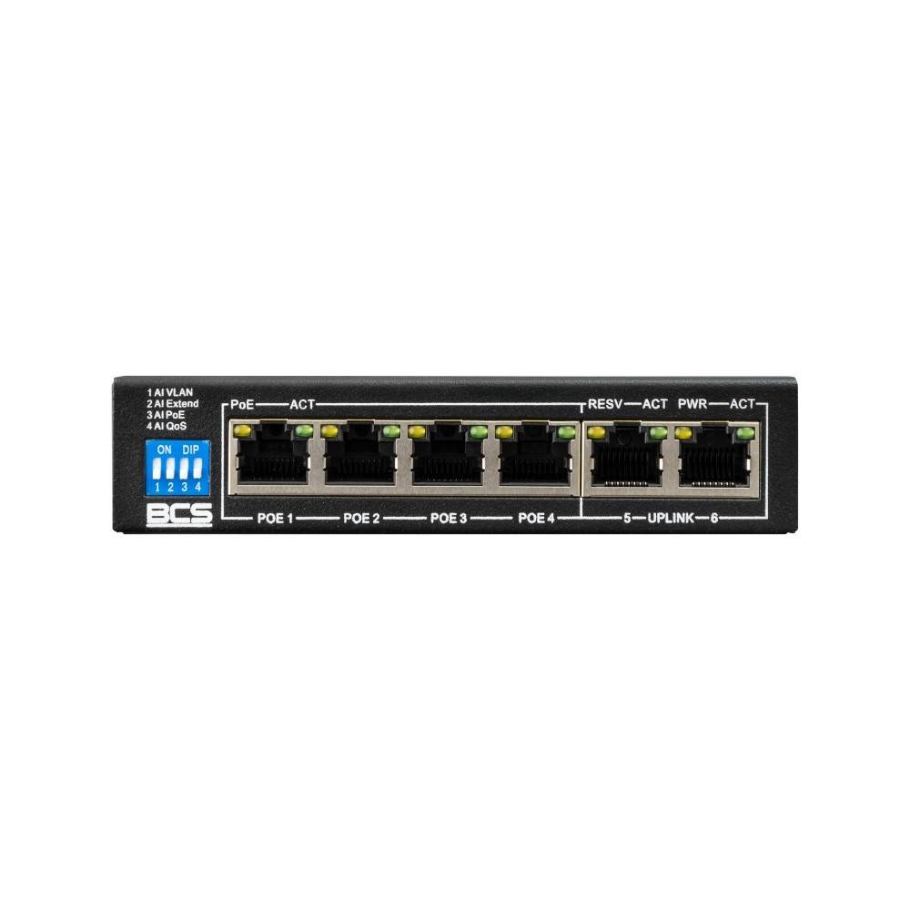 BCS BCS-B-SP04G02G 4-Port PoE Switch 1Gbps med exPoE-teknik och 60W effekt