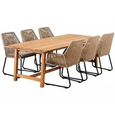 Keros Matgrupp 220x100 cm Teak ink Midway Karmstolar (Beige)