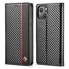 Telefonstödfodral Compatible with iPhone 13 Mini Case with Card Holder,Carbon Fiber Texture Design Leather Hybrid PU Case Stand Function Magnetic Clasp Cover Compatible for iPhone 13 Mini