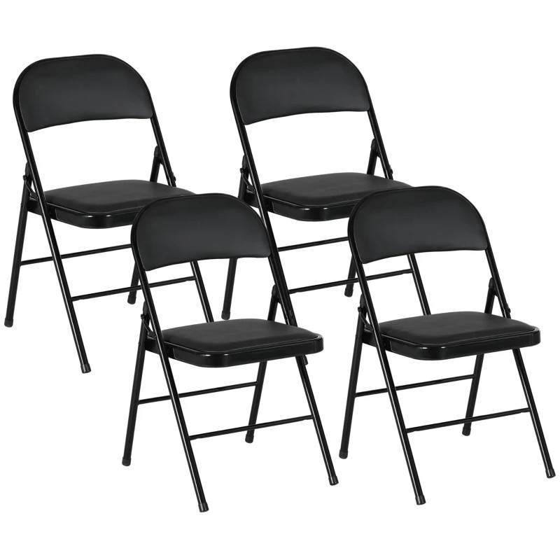 Hopfällbar stol 4-pack konstläder metallram