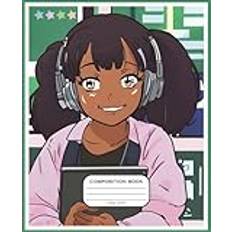 Afros & Anime Composition Notebook: Genki Genius, Wide Ruled Paper, 9-3/4" x 7-1/2". 120 Sheets, for Black Girls: Back to School Notebook, Gift for Teens and Girls