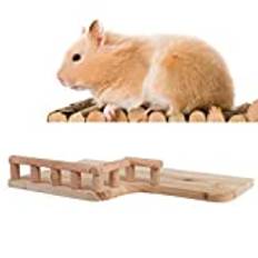 Hamster Platform with Railings, L Shape Wooden Lookout Platform Small Animals Playground Springboard for Parrots Rat Gerbil Dwarf Guinea Pig Squirrel