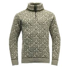 Svalbard Wool Zip Neck Olive/Off White (XXL) - Grön (XXL)