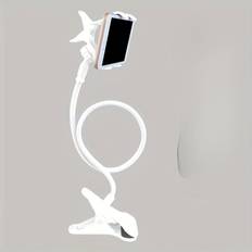 TEMU 1pc Adjustable Goose Neck Mobile Phone Holder With Claw Clip - Flexible Smartphone Stand, 360° Rotation For Desktop And Wall Installation