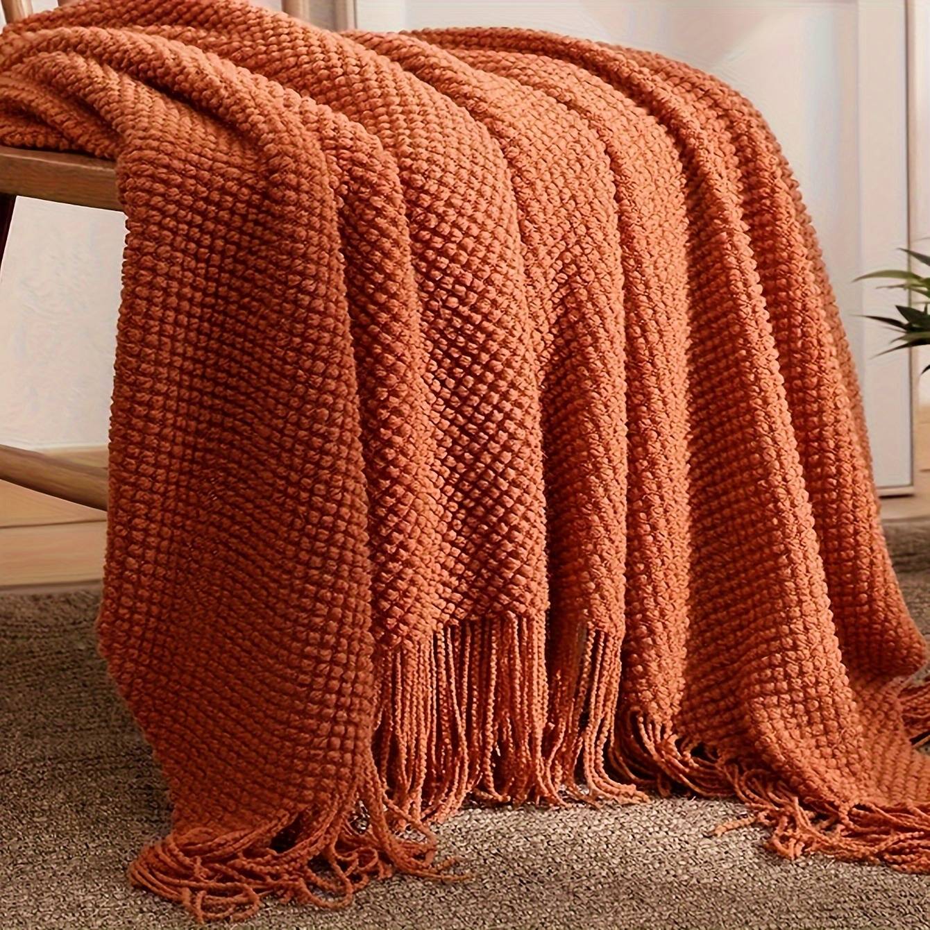 1pc Nordic Style Solid Color Pineapple Blanket For Bed, Office Blanket, Suitable For , Soft And Comfortable, Machine Washable, Multiple Sizes , Bedroom Dormitory Hotel, Bedding Decoration
