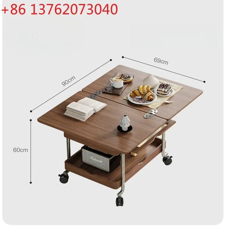 Nordic medieval style trolley living room balcony movable folding wheeled coffee table sofa side table