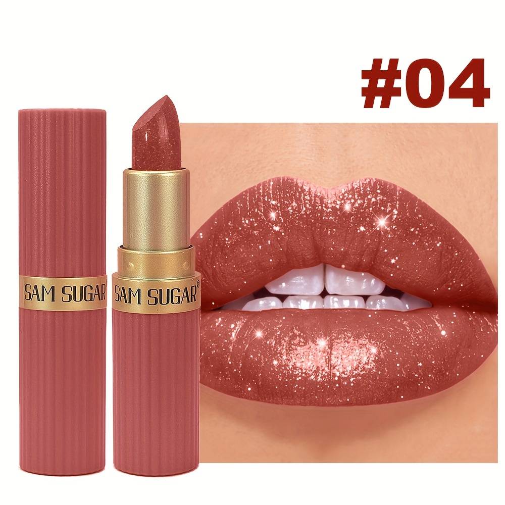 TEMU 1pc Of Coral Pearlescent Lipstick - Waterproof, Long-lasting Shimmer Lip Gloss With A Non-sticky Formula, Easy To Apply For Types