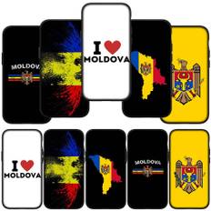 for iPhone 16 15 X XR Samsung Galaxy S24 S23 A16 A06 Xiaomi Redmi Note 13 12 11 Pro Max 9 14 Plus Huawei OPPO Black Moldova Map Flag Yellow Phone Case for iPhone 16 Plus bolus