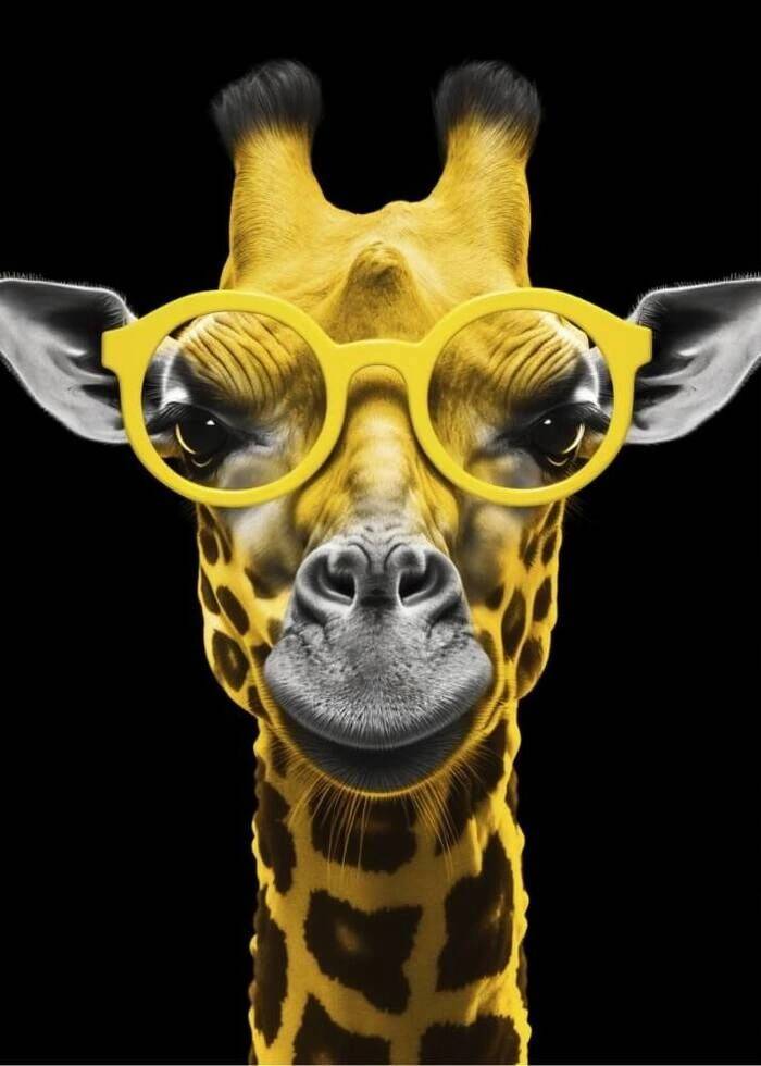 Giraff med glasögon - Affisch