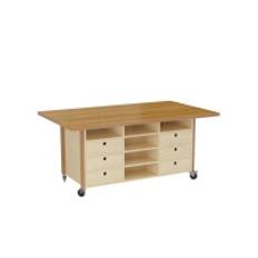 Studiebord Snickaren, 2000x1200 mm Højde 900 mm, Bordplade i massiv eg