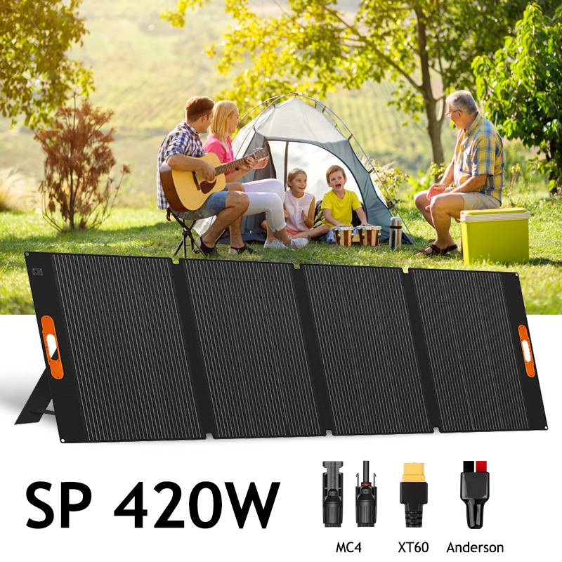 420W Portable Solar Panel 400W Lightweight 17KG Foldable Solar Panels with an Adjustable Kickstand IP68 Waterproof Solar Charger