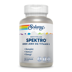 Solaray Spektro Multi-vita-min - Uden jern og vitamin K - 100 stk. Bedst før 3/25