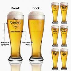 1 st, Glad Alla hjärtans dag anpassat namn ölglas, personligt namn ölglas, anpassat namn 16 oz ölglas, anpassat glas med namn, skräddarsydda presenter - Multifärgad (16 oz ölmugg lång/par D)