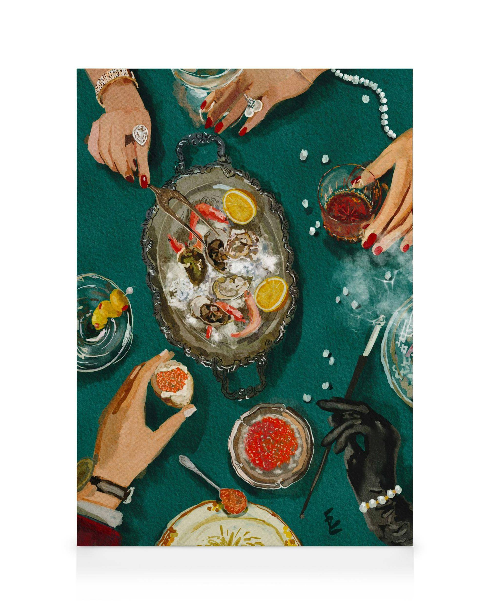 Canvastavlor Ekaterina Zagorska - Luxury Dinner Canvastavla (50x70 cm - Svart ram)