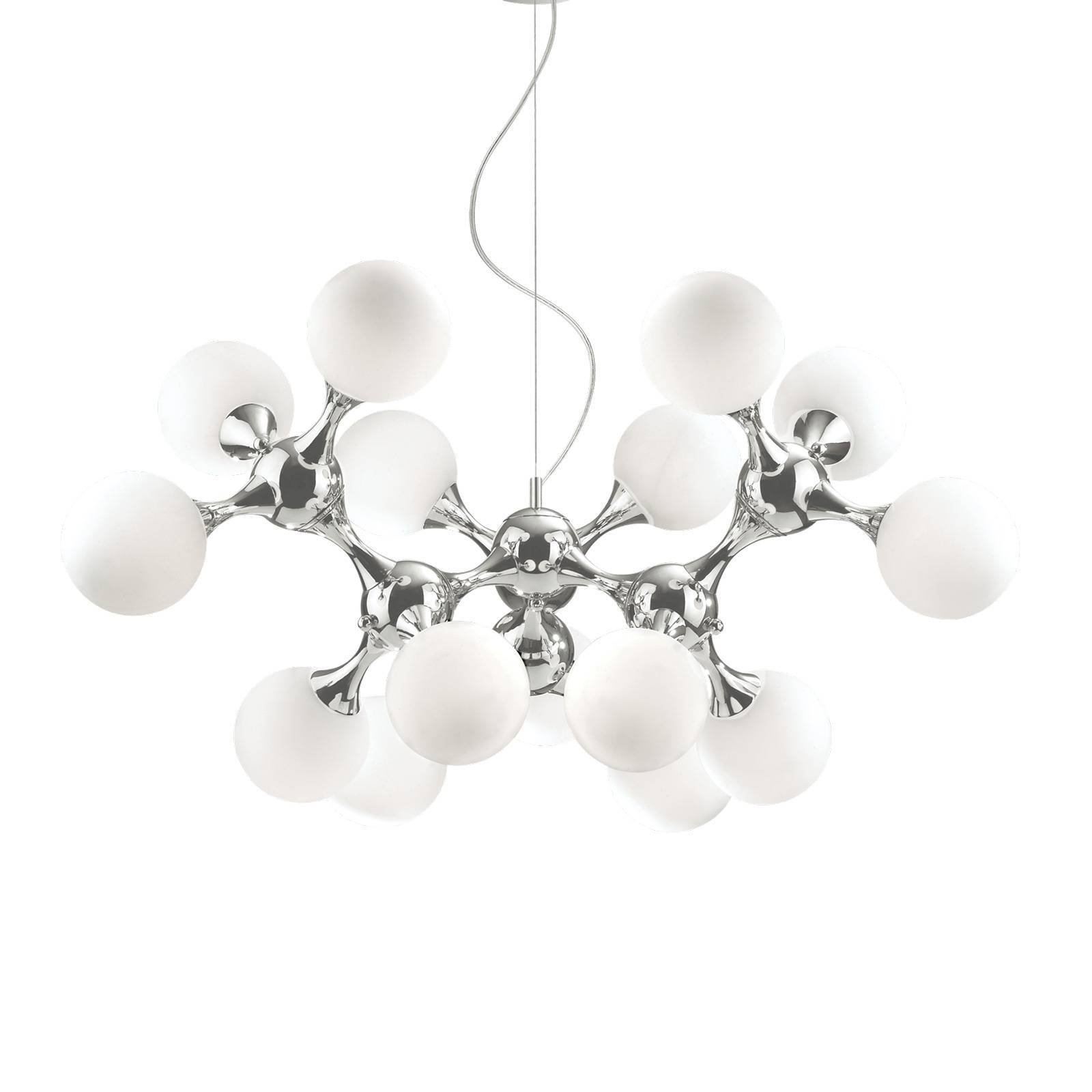 Ideallux Glas pendellampa Nodi Bianco, dimbar, Förkromad / silver, Vardagsrum / matsal, Metall, Modern, Pendellampa