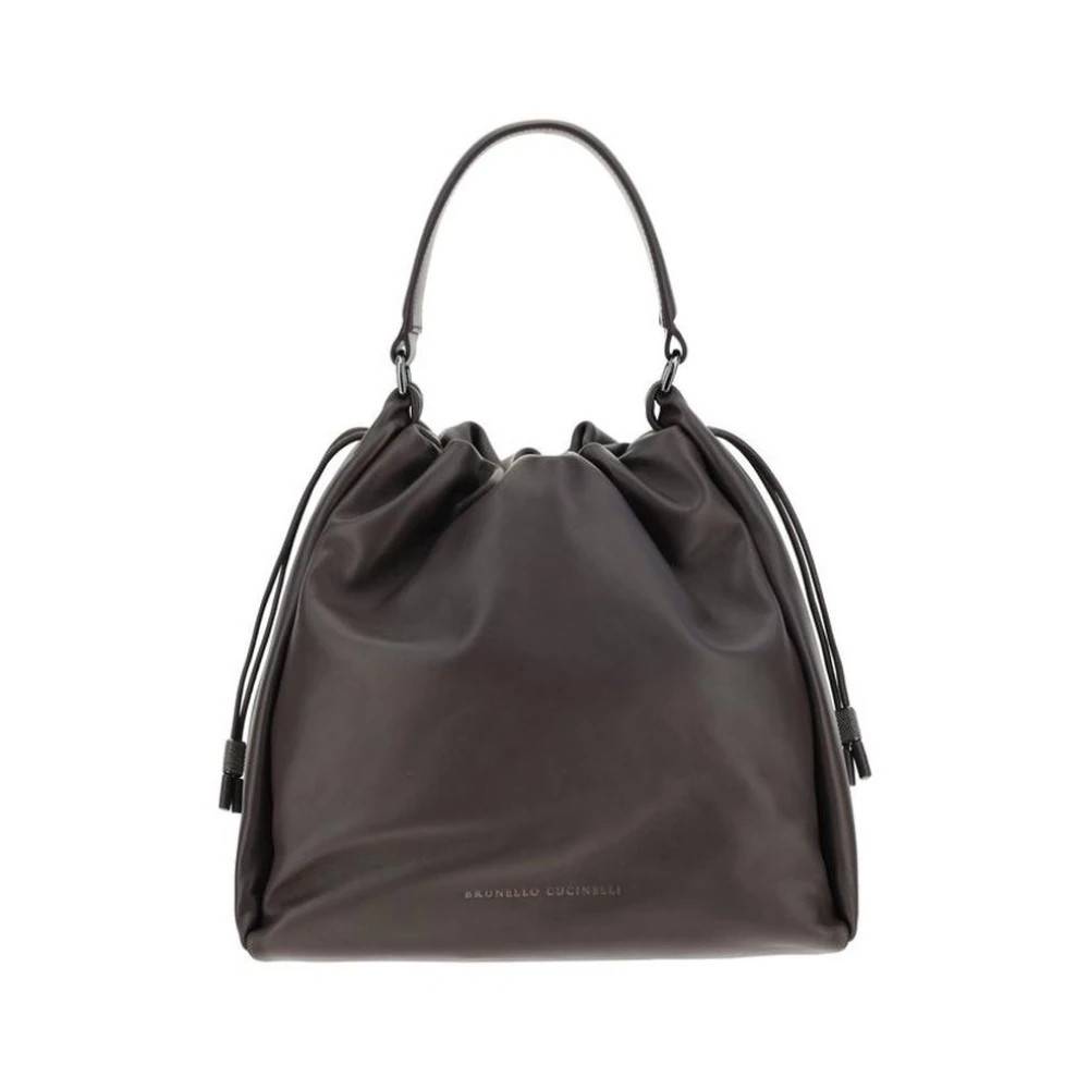 Brunello Cucinelli Blød læder bucket bag - Tasker - Dame - Brun - ONE SIZE - Læder