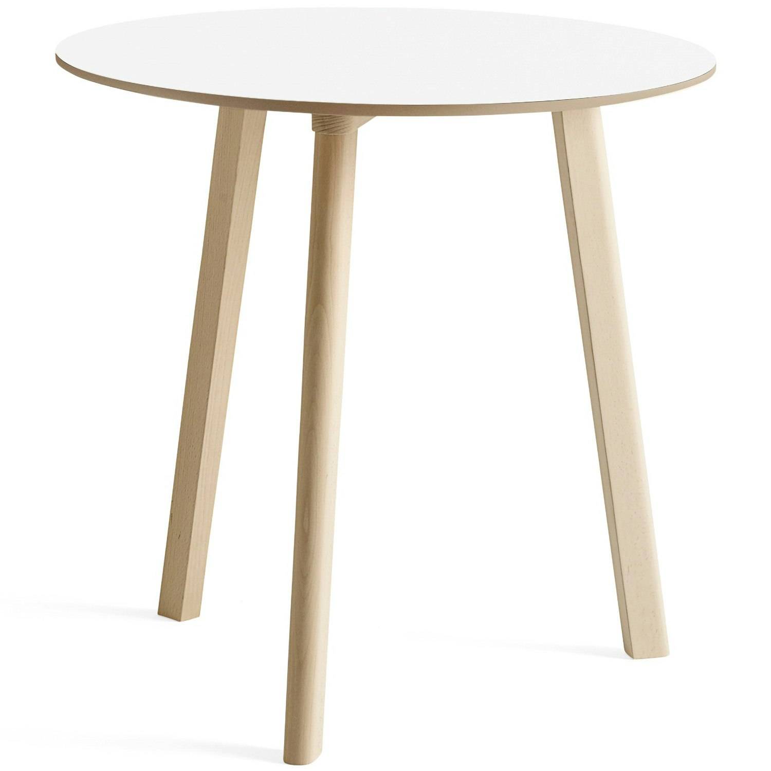 Hay Cph Deux 220 2.0 Bord Ø75 Cm Pearl White / Ubehandlet Bøgetræ - Spisebord & Barbord Laminat Perlehvid - AE854-A327-AR37.