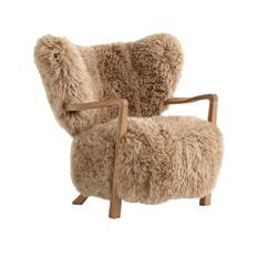 &Tradition - Wulff Lounge Chair ATD2 Oak Sheepskin Moonlight Oak, Fabric Cat. Sheep MTO 50 mm Honey - Fåtöljer