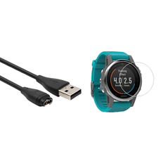 Garmin Fenix 5 / 5 Plus / 5S / 5S Plus / 5X / 5X Plus Oplader Kabel & , Hærdet Beskyttelsesglas