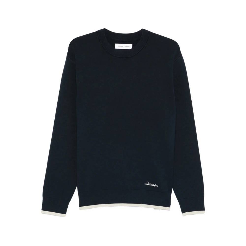 Samsøe Samsøe Rundhalset sweater - Strik - Herre - Blå - L -