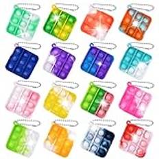 Ainiv 16 st mini pop push it fidgetleksak, färgglad silikon squeeze pop bubbla fidget bulk sensoriska leksaker, poppet bubbel stress ångestlindring leksaker för autism, barn vuxna