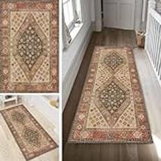 Poaegle Matta löpare hall boho vintage lång halkfri kökshoppare tvättbar abstrakt matta löpare 80 x 350 cm hållbar löpare korridor metervara