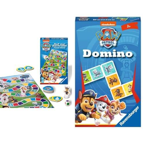 Ravensburger Paw Patrol Zentrale-Mitbringspiel & Domino - Legespiel für Kinder Ab 3 Jahren, Spielzeug und Geschenke