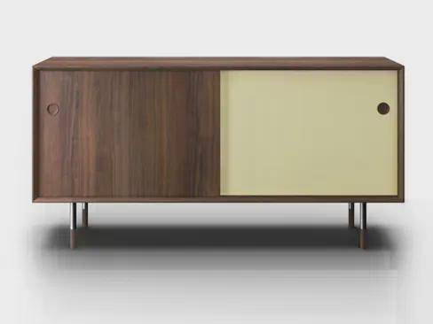 No. 11 Skænk - valnød m. gul låge - Sibast Furniture