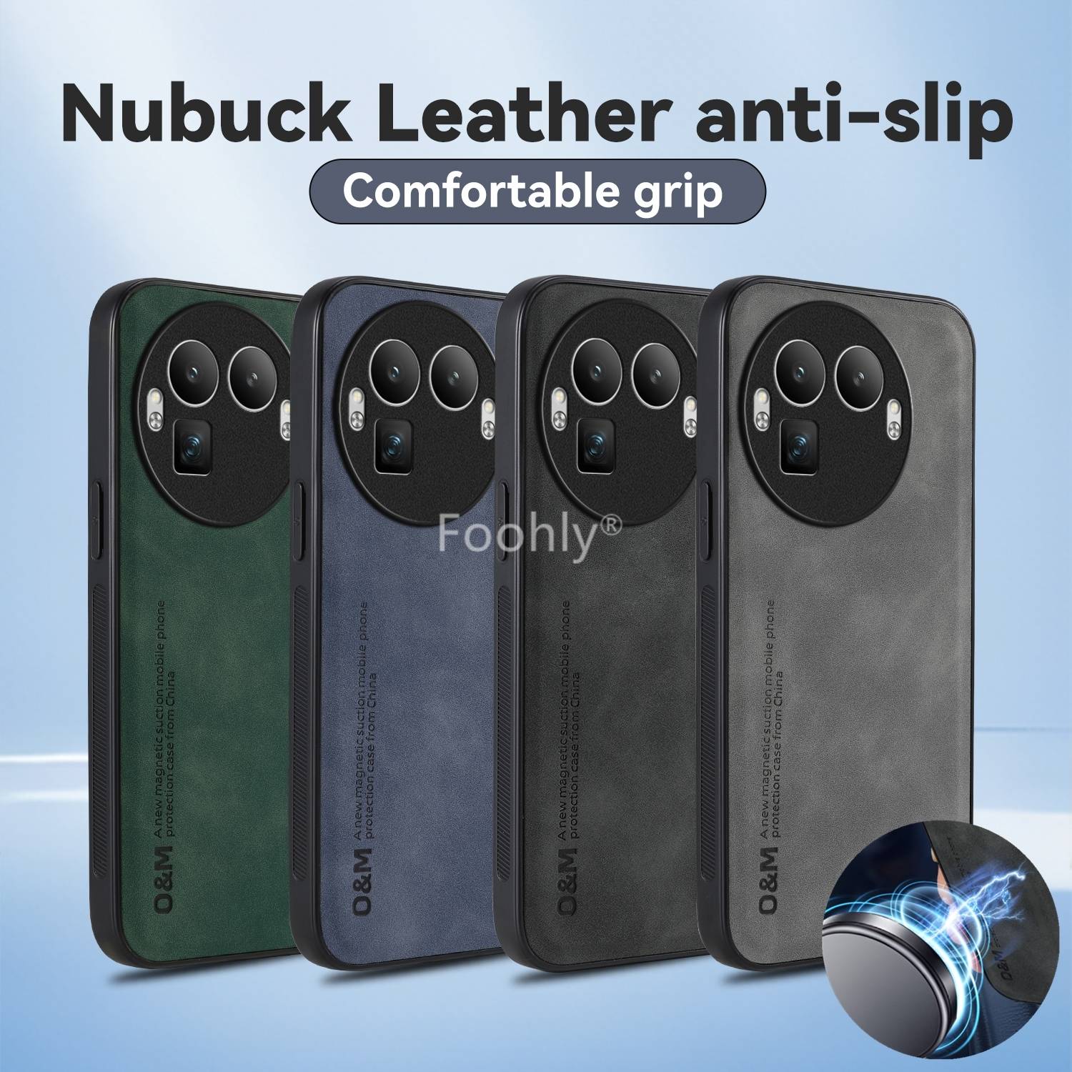 Nubuck Leather Shockproof Magnetic Case for Realme GT 8 Pro GT8 Protective Cover Back Shell Coque Funda