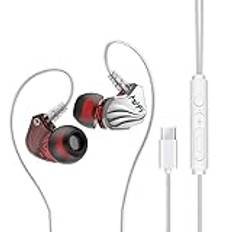 Cankypu T2000 Music Headphones Type-C trådbundna in-ear-öronsnäckor med mikrofon och minnestrådskrokar för löpande musikspel