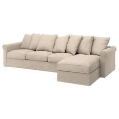 GRÖNLID klädsel till 4-sitssoffa, med schäslong/Hillared beige