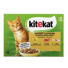 KITEKAT Adult menuboks i sovs, Mixed kylling,okse,laks 12x85 g