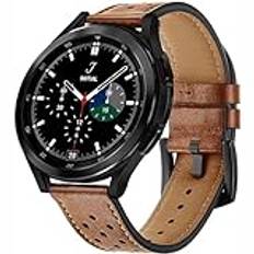 Juaupepo Läderband kompatibelt med Samsung Galaxy Watch 6 Band Classic 47/43/44/40 mm, kvinna man 20 mm armband snabbfrigörande mjuk och bekväm rem för Galaxy Watch 3 41 mm (20 mm (41 mm), brun)