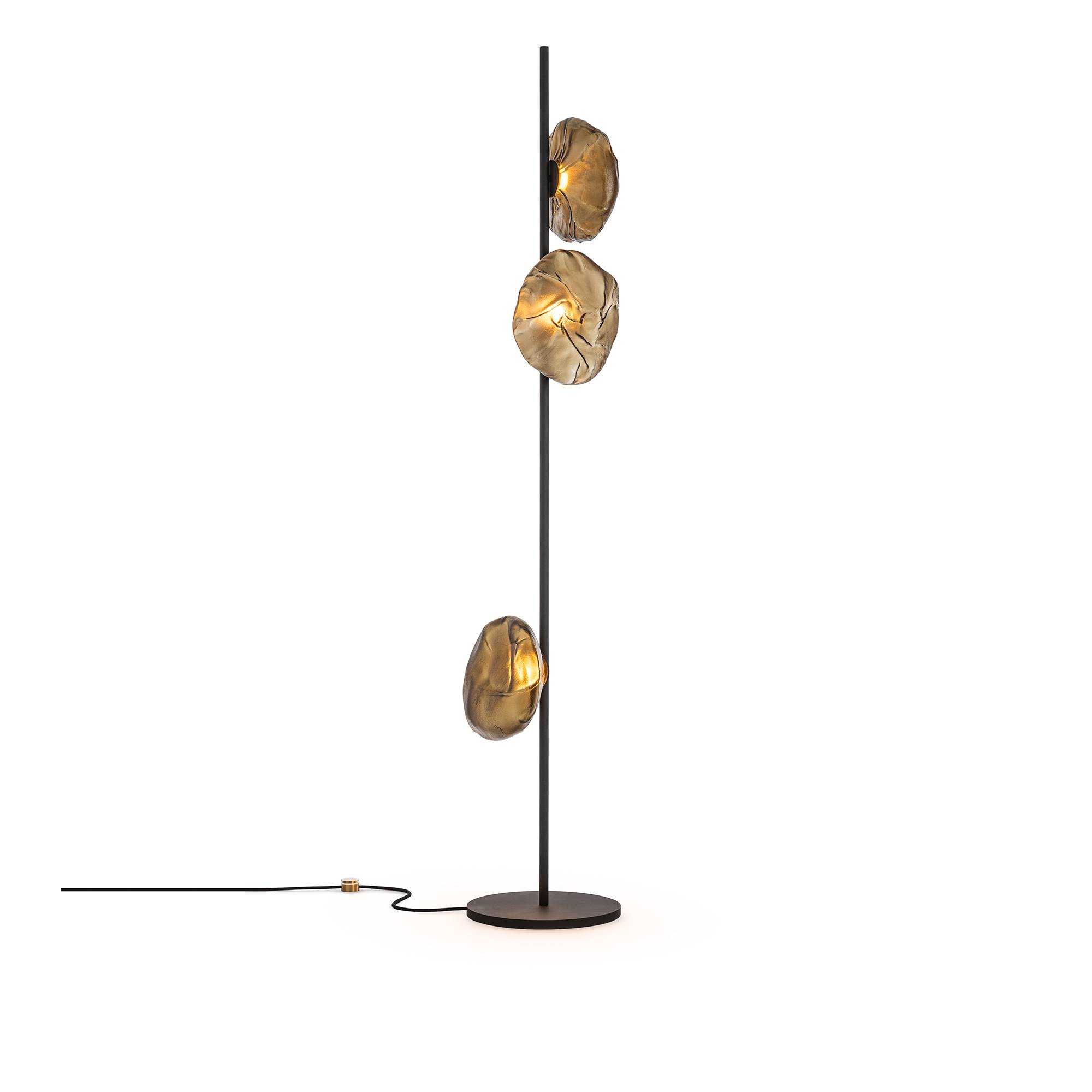 Bocci - 73.3 Stem Floor 6 Inches, Grey 3 Pendants, Black Stem - Standerlamper - Omer Arbel - Grå,Sort