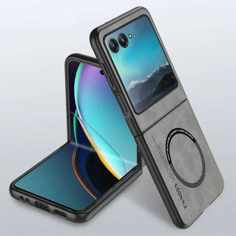 Lyxigt Fodral i Fårskinn för Flip-telefon Motorola Moto Razr 70 Ultra 60 50 40 Razr Ultra 2026 2025 2025 2025 Magnetiskt Fodral