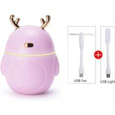 H&#xE4;rlig hjort luftfuktare usb ultraljud cool dim maker maker fogger led ljus 3 in 1 mini arom diffusor eterisk olja humificador - Rosa 3 in 1