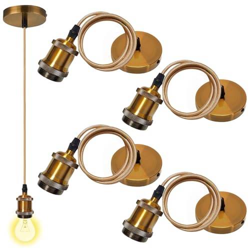 4 stycken E27 vintage metallupphängning, 100 cm E27 metallupphängning, dörrlampa, för takbelysning vardagsrum sovrum kök