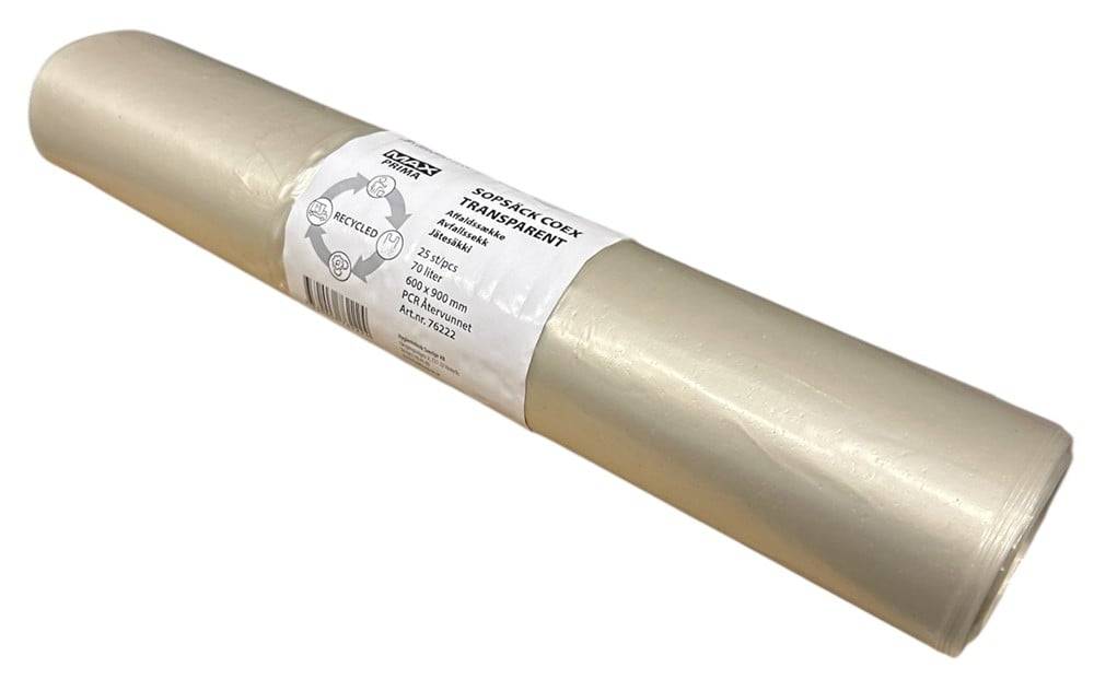 Sopsäck Hygienteknik MAX Transparent, 70 liter, 25 st per rulle (70L)