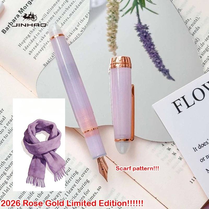 2026 Limited Edition Sakura Pink! JINHAO 82 Plus Fountain Pen Rose Clip Rose Scarf Pattern Nib Office School Supplies Stationery