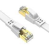 Ercielook LAN-kabel, 7 m, höghastighets-Cat8-nätverkskabel, för utomhus- och inomhusbruk, 40 Gbit/s, 2000 MHz, med guldpläterad RJ45-kontakt, väderbeständig, UV-beständig, för router/gaming/modem