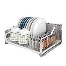 Dish Rack Dish Drainer Multifunctional Dish Drainer Cutlery Cup Drying Holder Rack Stainless Steel For Kitchen Ware Dish Drying Rack Dish Drainer Rack (Color : Silver, Size : B) (S