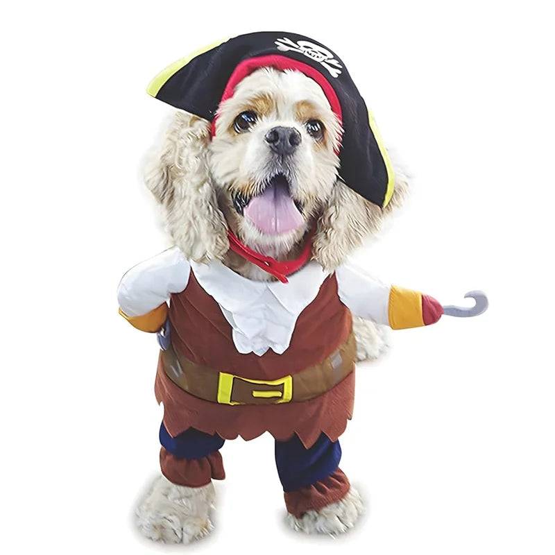Pirate Costume Suit with Hat for Cats & Dogs - brown / XL