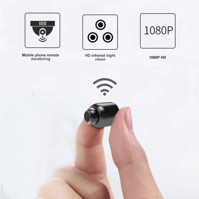 Mini Wifi-kamera Trådlös 1080P Övervakningssäkerhet Nattsyn Rörelsedetektering 160 Graders Ljudinspelning Google Play Vi