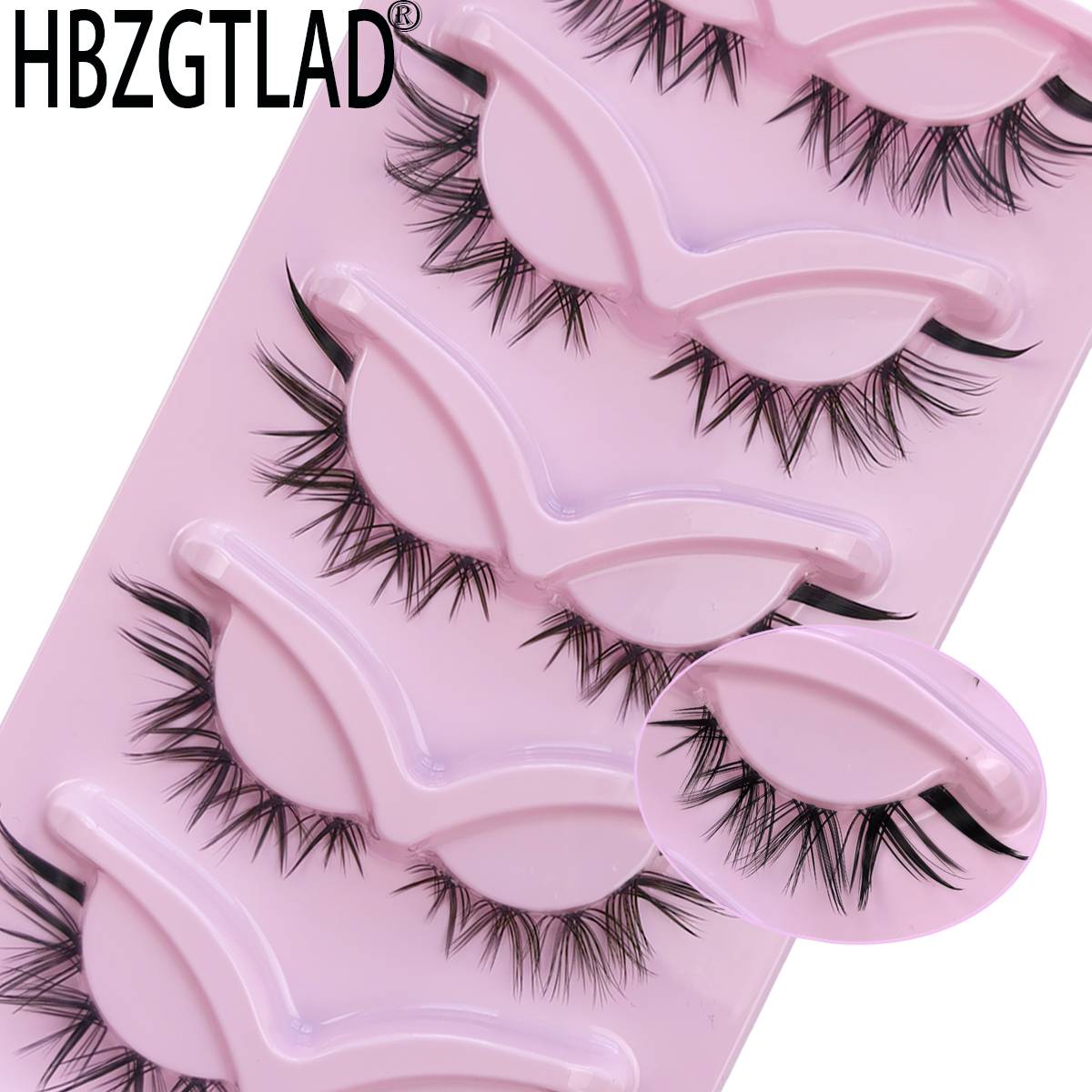 HBZGTLAD Cat Eye Lashes Natural Look Fox False Eyelashes Gorgeous Wispy & Lightweight Faux Mink Lashes for Doll Eye Makeup